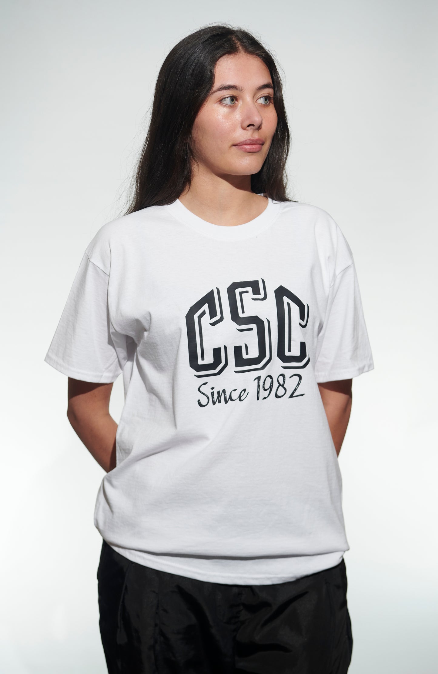 CSC Tee, White and Black logo