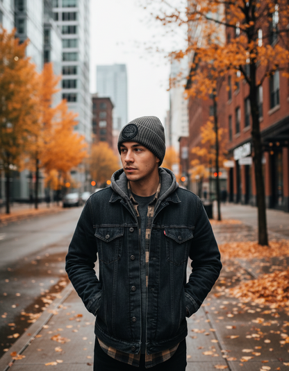 Christiania Black Logo Beanie, Dark Grey