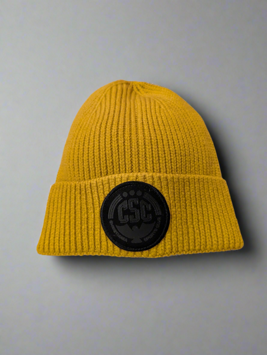 Christiania Black Logo Beanie, Mustard