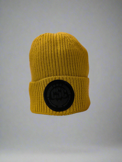 Christiania Black Logo Beanie, Mustard